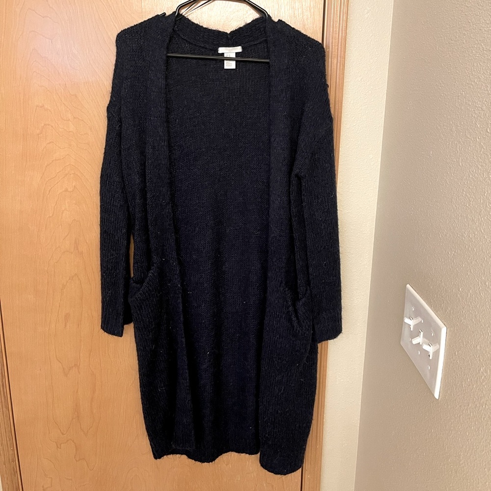 Navy Blue Oversized Knit Cardigan